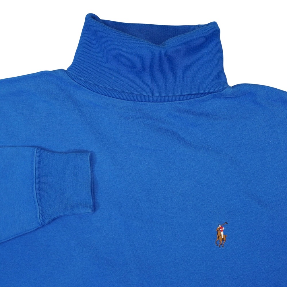Vintage Ralph Lauren Turtleneck Women S Blue Long Sleeve Cotton Flesh Pony Top